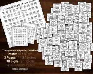 72 Demonic Sigils of Ars Goetia black and white pack