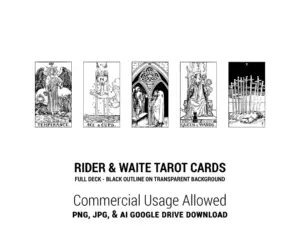 78 Raider Waite Tarot Cards. Major and Minor Arcana