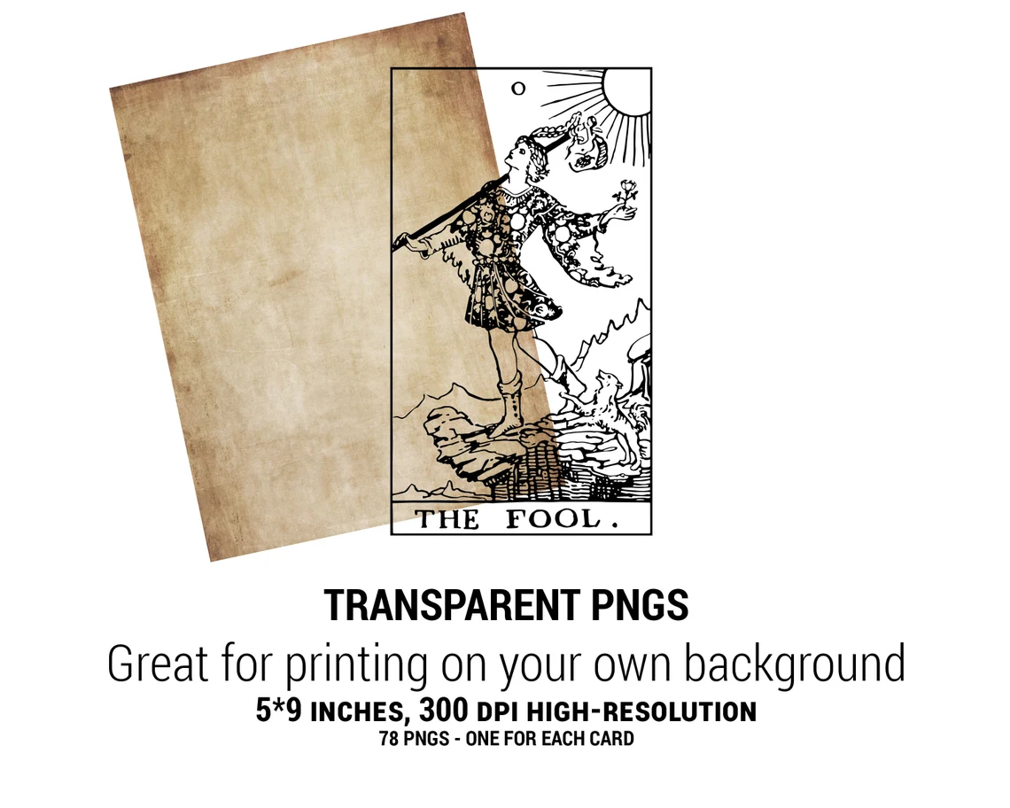 Transparent tarot cards for printing on your own paper.