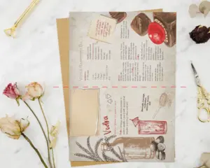 Print and cut or fold the page in half to create a mini alcohol kitchen spell grimoire booklet.