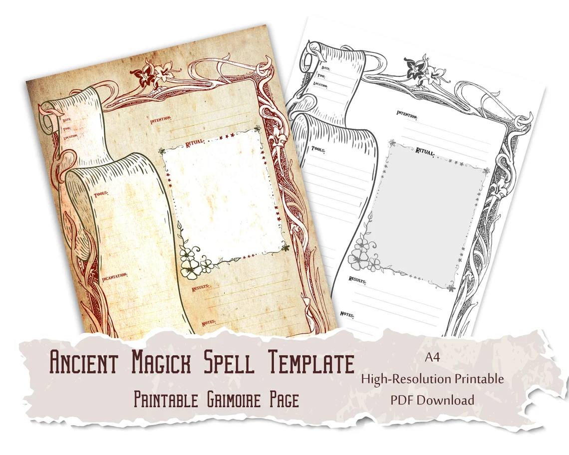 Scroll witchcraft spell template
