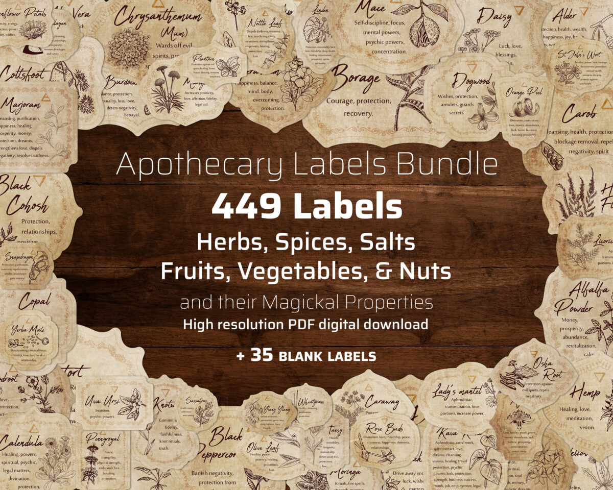 449 Apothecary Label Bundle Printable Witchcraft sticker Tag