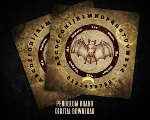 Bat Pendulum Board for Dowsing. Mystical Ouija Divination Board