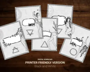 Colour in your own section cover pages for your book of shadows