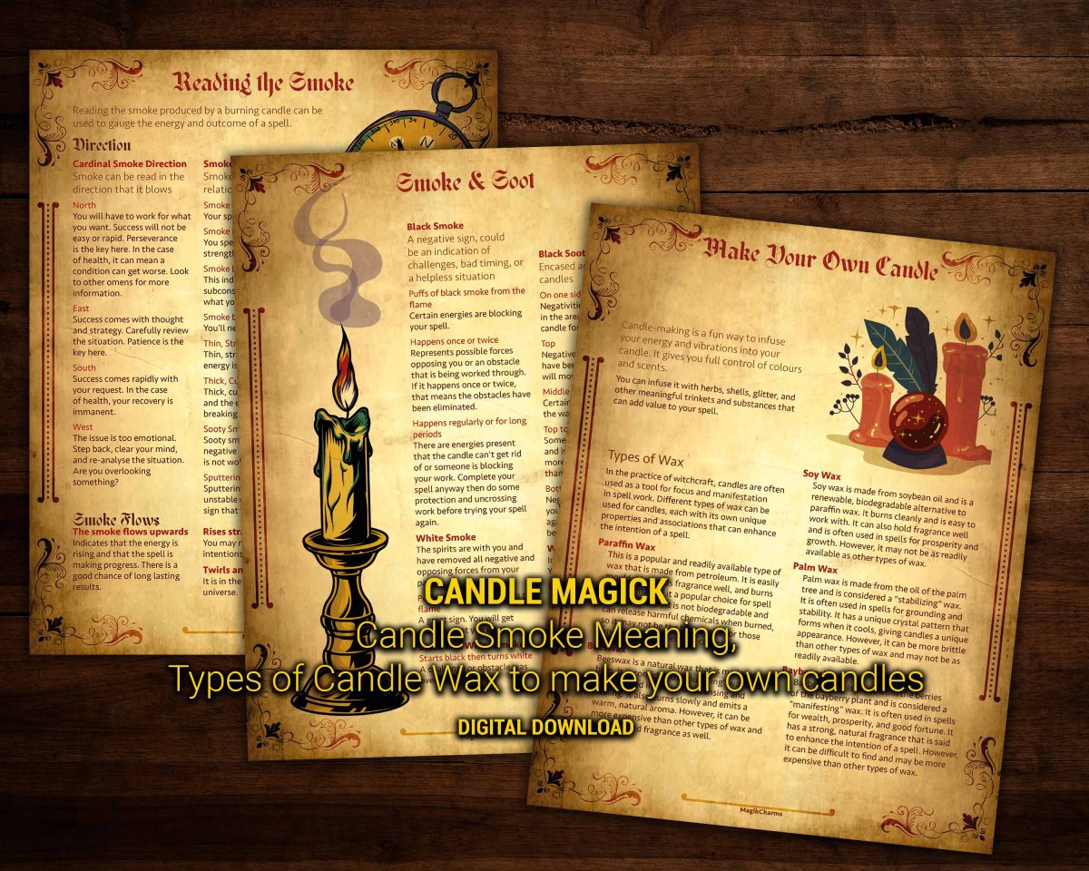Candle smoke and soot meanings in candle magick and divination plus different types of wax to make your own candles.