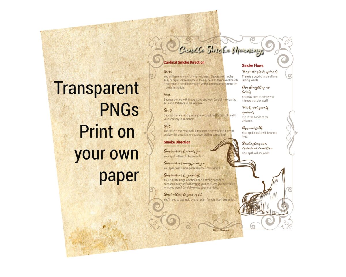 candle smoke definitions on a transparent background to print on your own paper