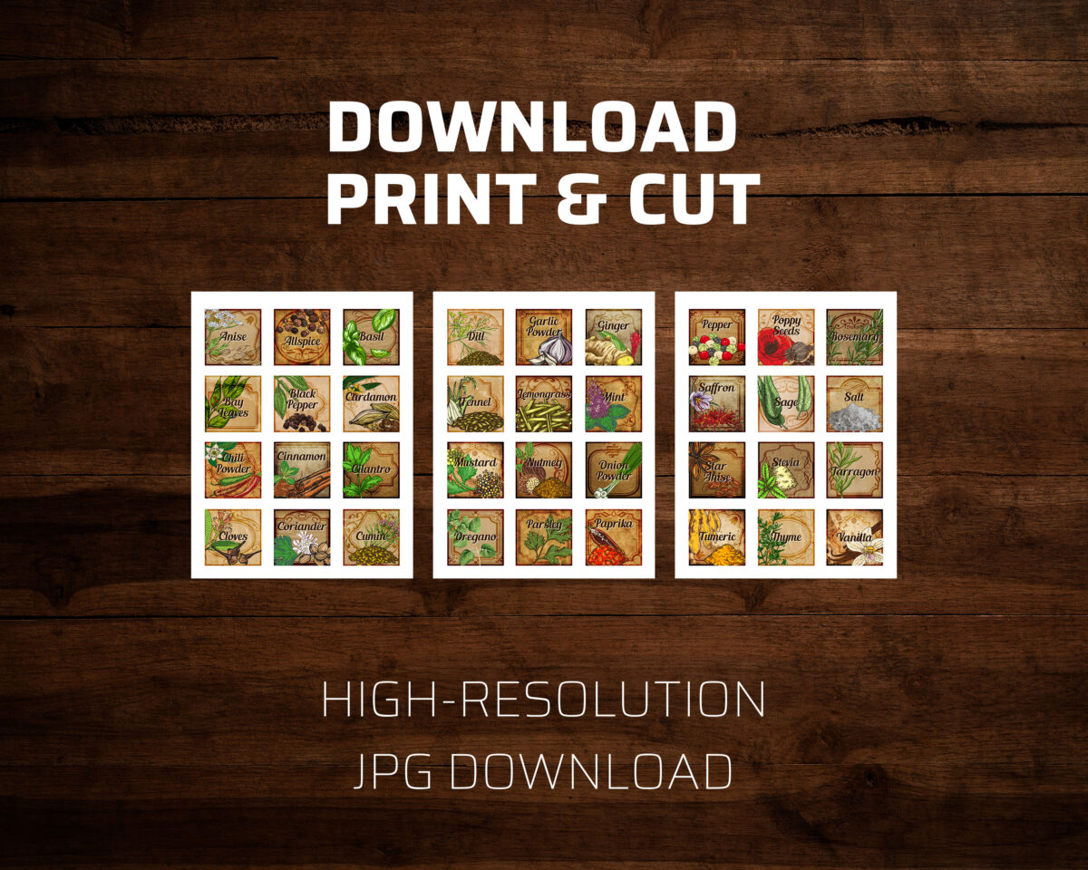 Download, print and cut your own herb labels