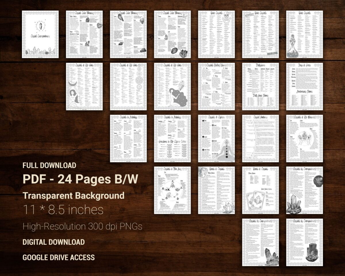 Crystal Correspondences Black and white book of shadows
