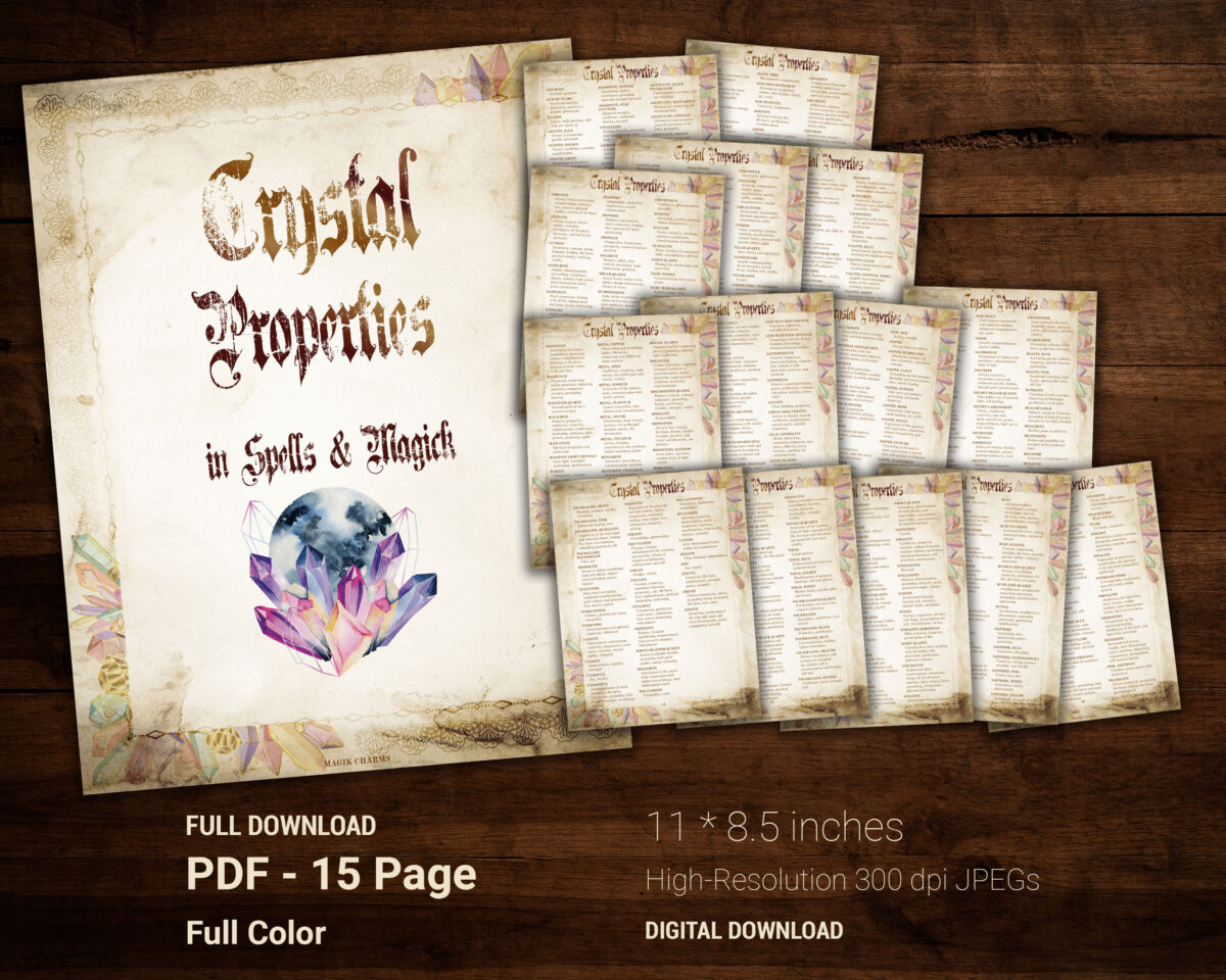 Crystal properties in spells and magick 15 page PDF download