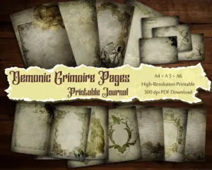 Demon & Lace Blank Grimoire Pages,Printable Witchcraft Junk Journal Kit