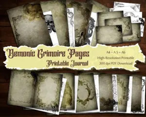 Blank dark grimoire pages digital download