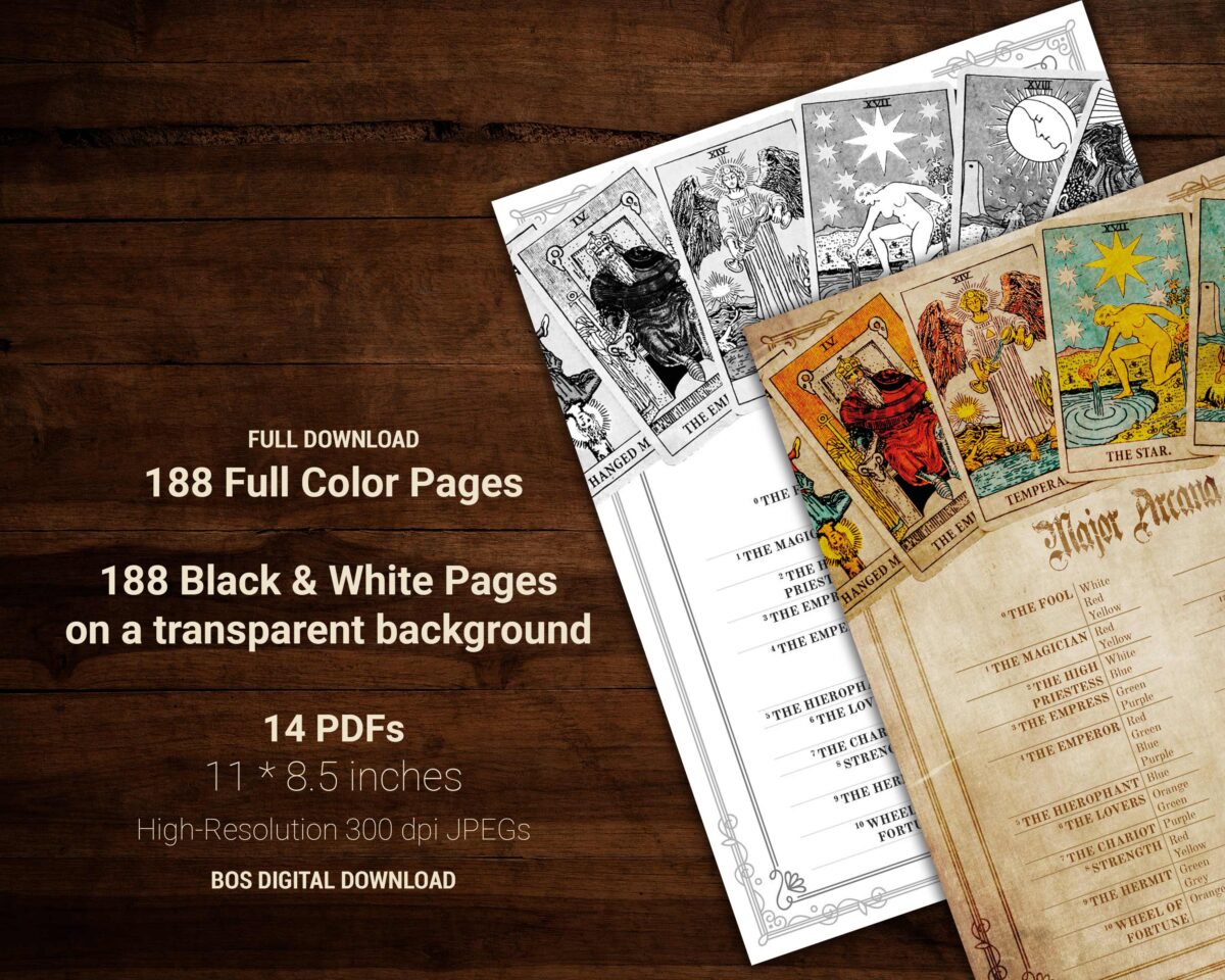 Witchcraft Correspondences bundle available in full color and in black and white on a transparent background, grate for printing on your own paper.