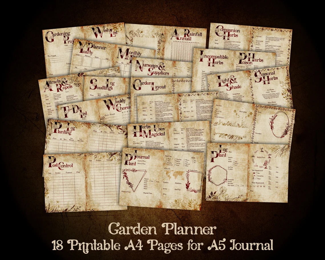 A5 witchy garden planner for the hedgewitch