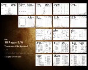 Printable black and white A5 complete garden planner
