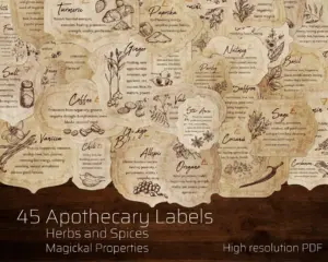 Herb & Spices v1 Apothecary Label Set 45 Printable