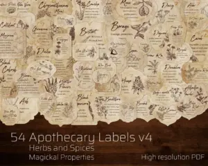 Herb & Spices v4 Apothecary Label Set 54 Printable