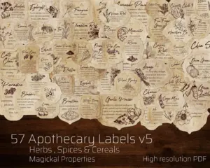 Herb & Spices v5 Apothecary Label Set 57 Printable