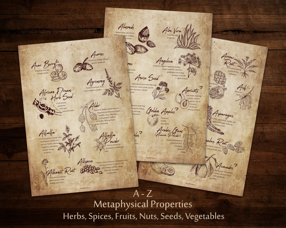 Uses and meanings of herbs and spices in spells and potions