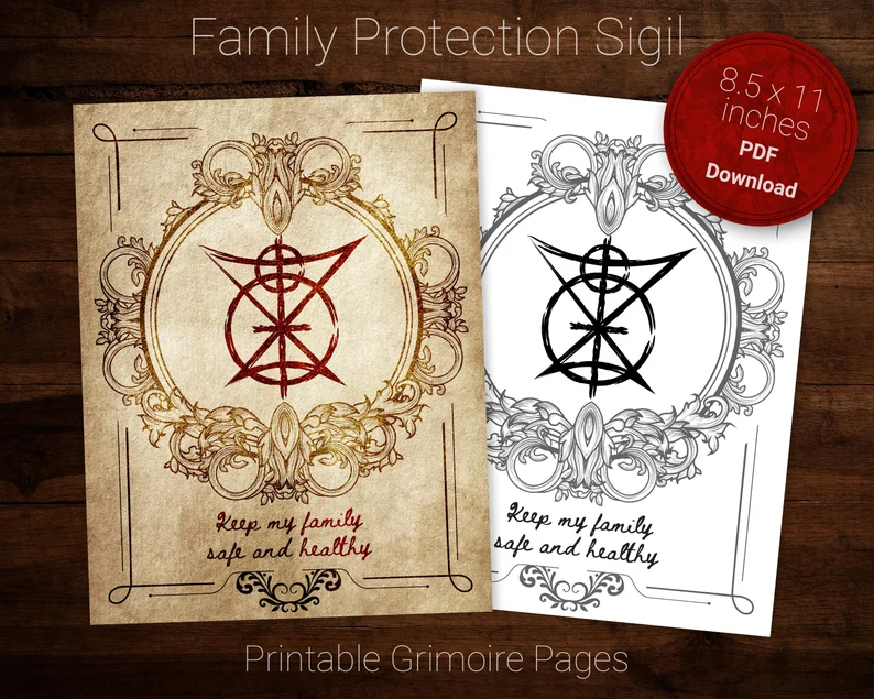 Printable family protection symbol for your grimoire pages