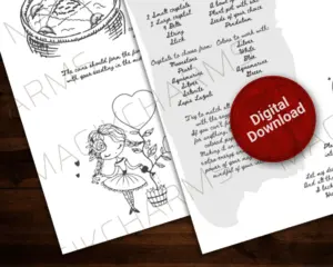 Printable black and white money tree spell.