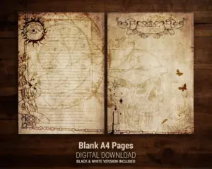 Mystic Garden digital A4 paper with occult symbols