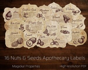 Nuts & Seeds Apothecary Labels 16 Printable