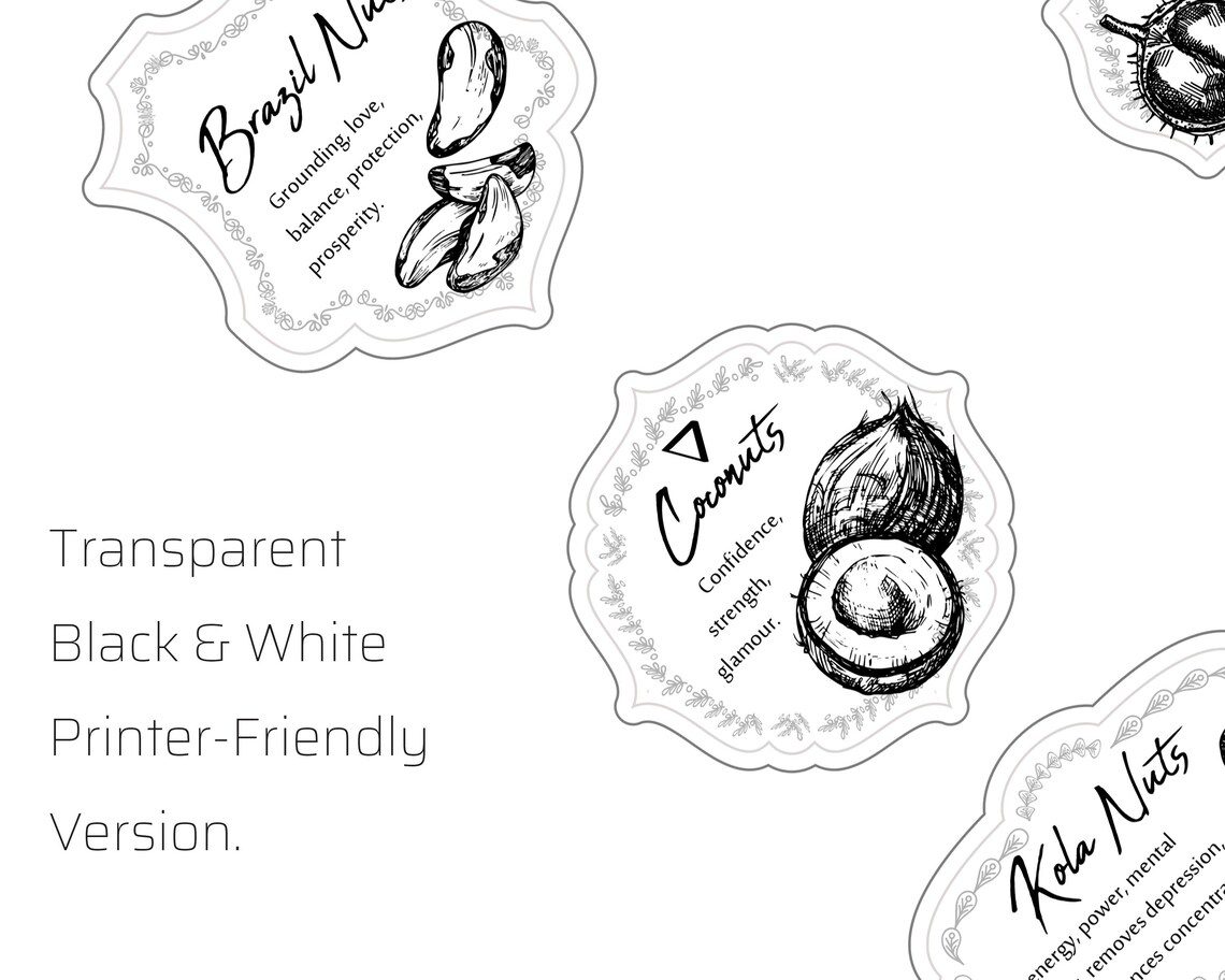 Nuts & Seeds Apothecary Labels 16 Printable