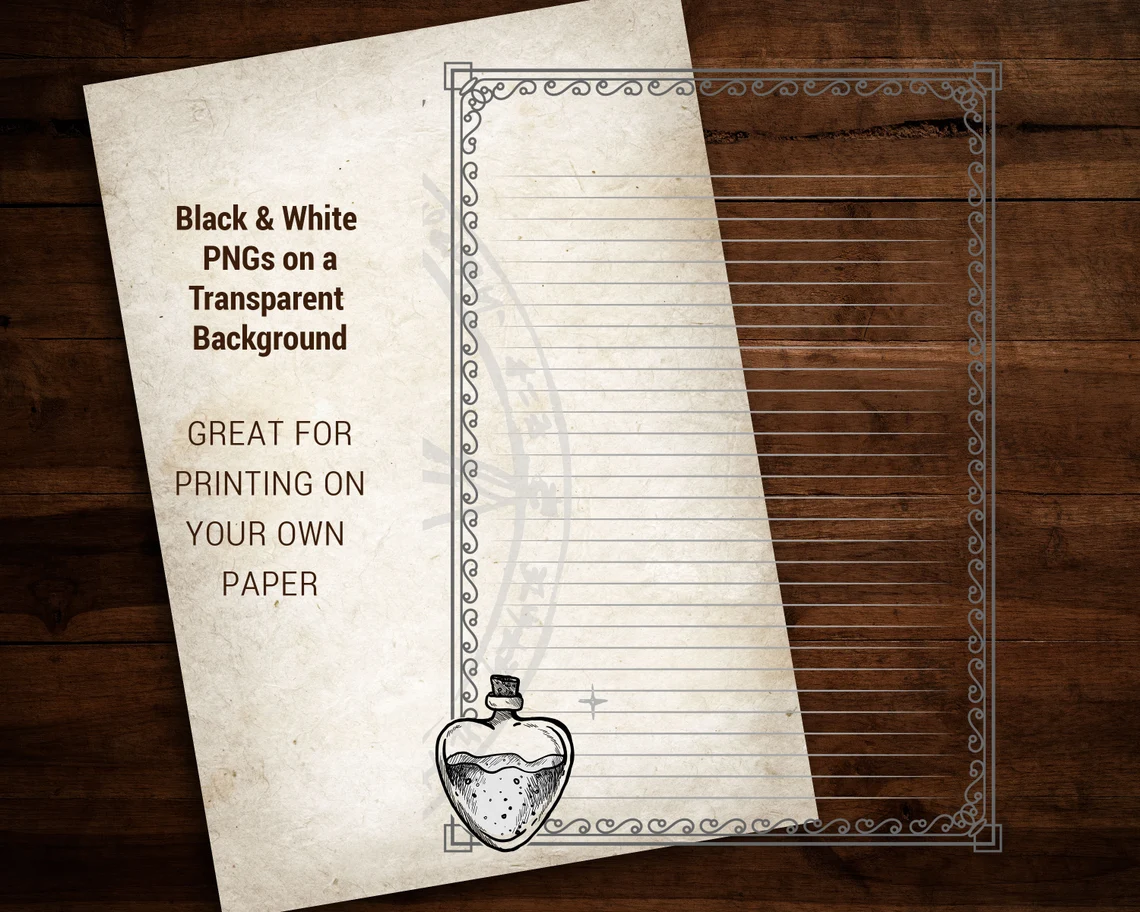 Elegant digital paper on a transparent background for printing on your own paper