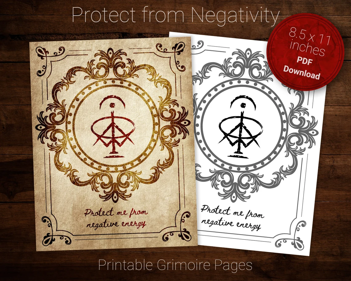 Protect me from negative energy Sigil Chaos Magick Book of Shadow Printable
