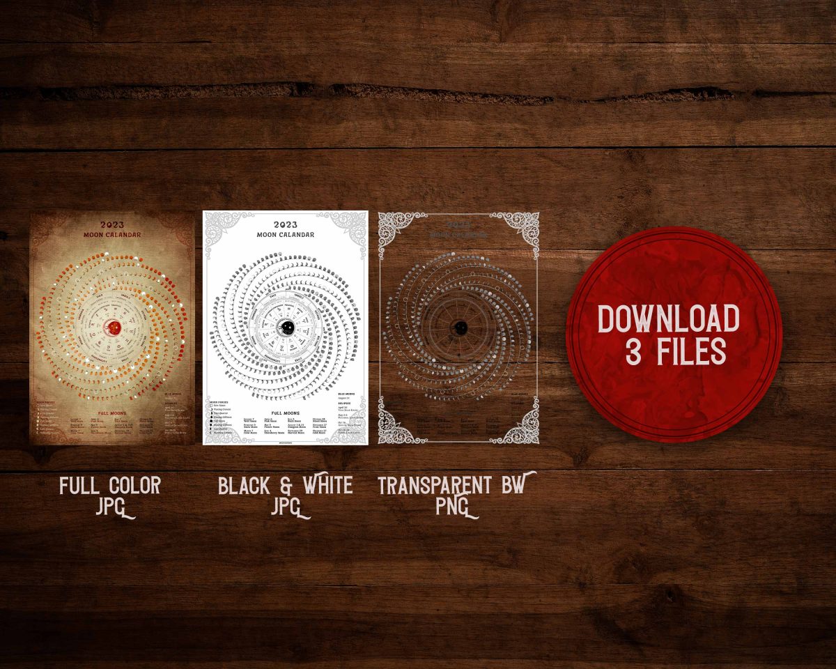 Moon chart available in three different formats
