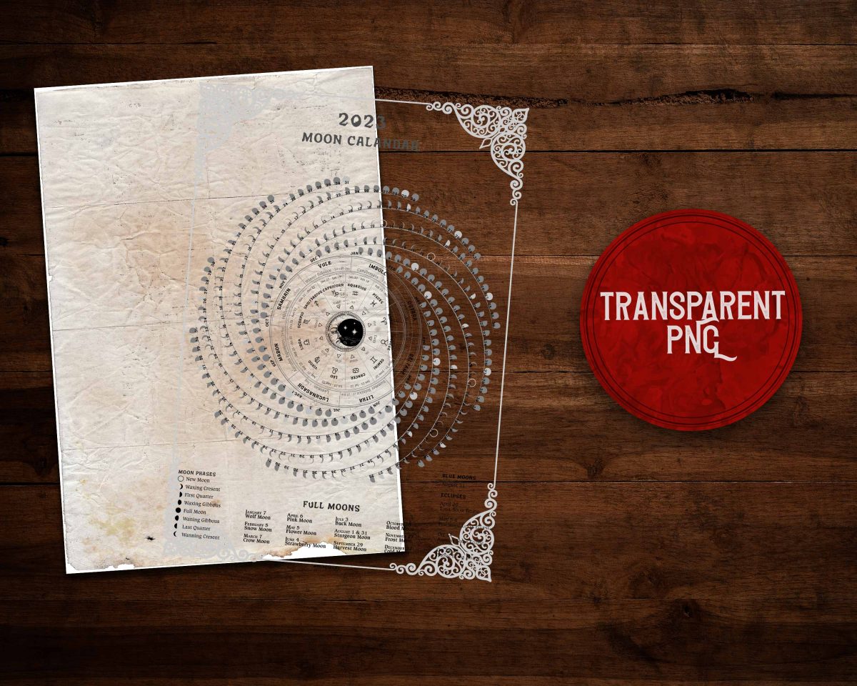 2023 moon chart on a transparent background