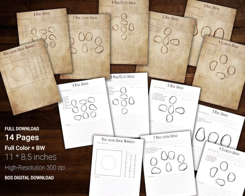 Seven Runestones Casting Spreads and Worksheets