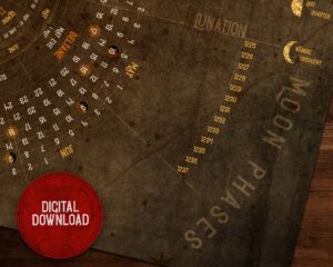 Aged lunar calendar digital poster