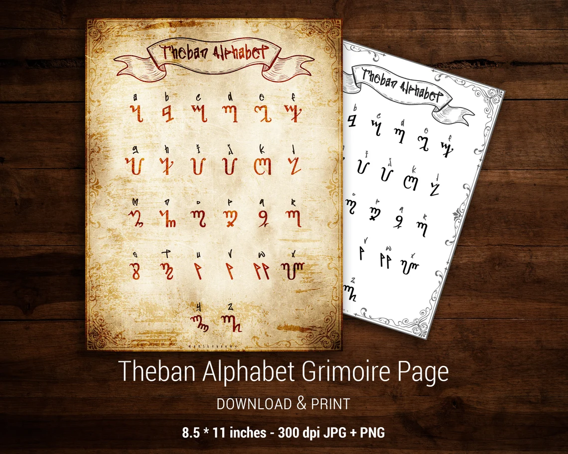 Theban Alphabet - Wiccan letters translated