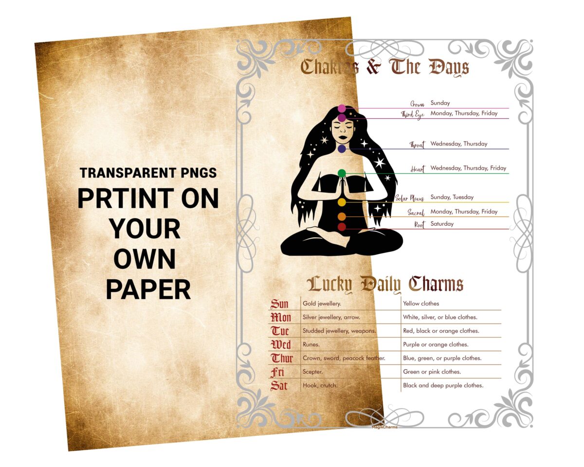 Magickal witchcraft days transparent files for printing on your own grimoire paper