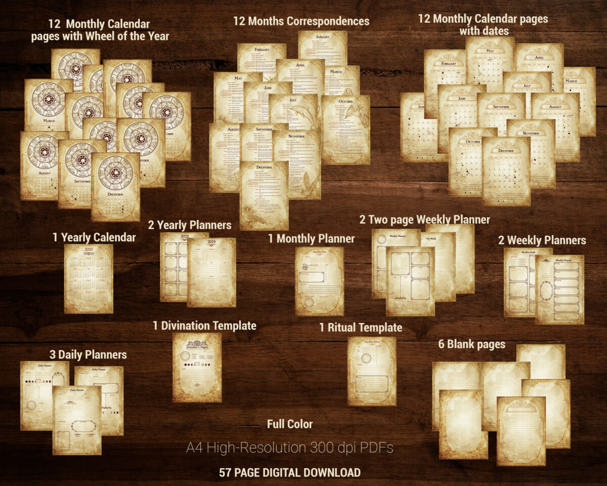 2023 Witch Planner 57 printable calendar and organizer pages