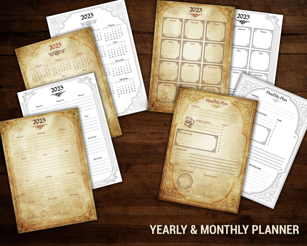 2023 Yearly and Monthly Witch Planner Calendar