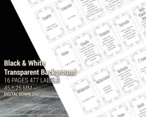 Witchcraft Crystal Labels with magickal properties transparent background